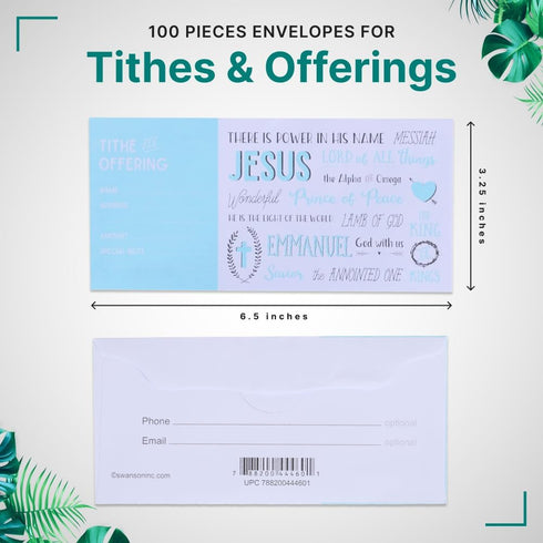 Cash Envelopes For Tithes And Offering Church Supplies Pack of 100 - Tithe Offering Envelopes for Church Fits Cash & Coins Envelopes Checks Swanson Christian Products (NAME OF JESUS, 100, Pack) by Swanson Christian Products