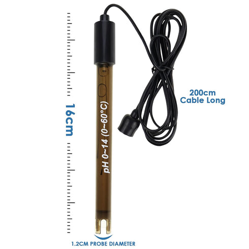 200cm 0-14pH Probe Test, BNC Connection, High Accuracy pH Electrode for Lab and Industrial Use