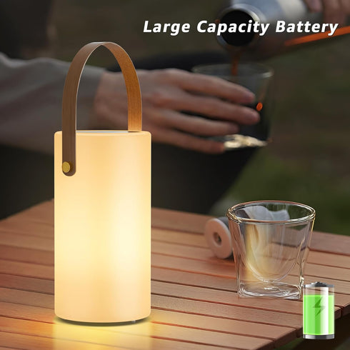 2 1 IP44 Portable Solar Table Lamp in Charging Outdoor Lantern with Remote RGB Cordless Lights, Water-Resistant
