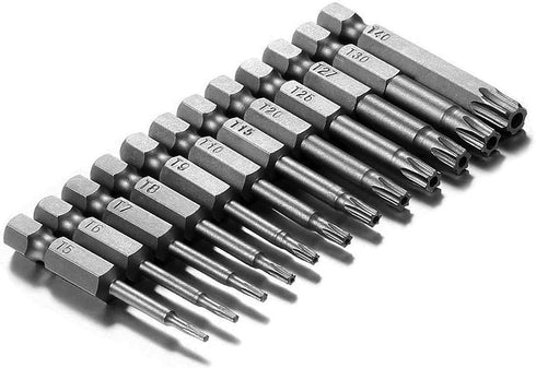 12PCS T5-T40 Torx Screwdriver Bit Set, S2 Steel Magnetic Tamper Proof Star Security Bits, 1/4 Inch Hex Shank