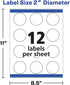 Avery Round Print-To-The Edge Labels, 2" Dia, Glossy Clear, 120/pk with Sure Feed and Easy Peel