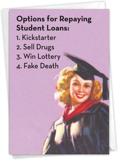 NobleWorks - Funny Retro Graduation Card - Congratulations Notecard for Graduate, School, College Grad Humor