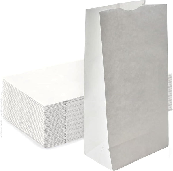 Concession Essentials - 4 lb White Paper Bags Food Service Paper Bags for Bakery,