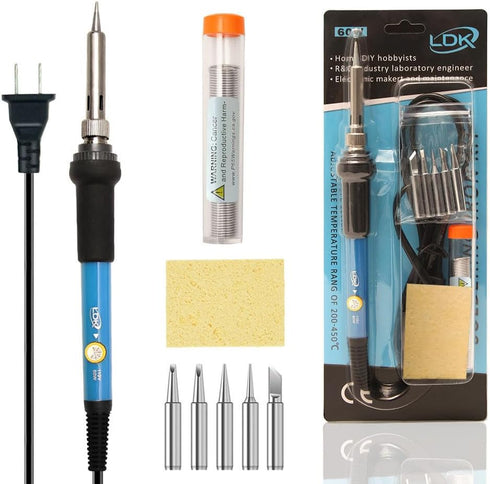 LDK Soldering Iron Kit Electric 60W 110V Adjustable Temperature with 5pcs Replacement Tips