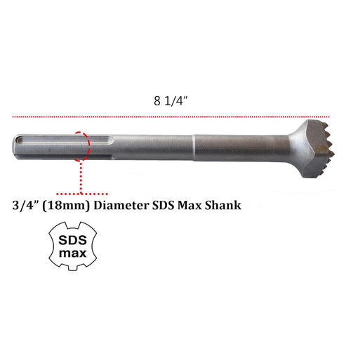 8 1/4 in. SDS Max Concrete Repair Patch Prepare Bushing Head, 1 1/4 Inch Square Head Tool Bit for Demolition Hammer
