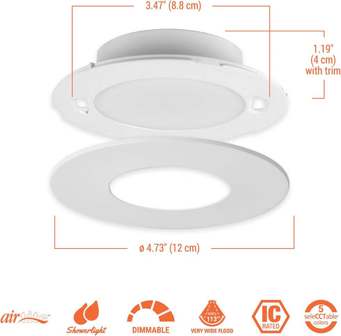 4 Inch 700 JBD4079FS1EWH-CA HALO JBD Slim Surface Mount LED Downlight with Selectable CCT, Lumens, Wet Location-Listed