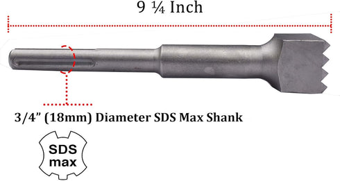 9 1/4 Inch SDS Max Bushing Tool, 1 1/2 Inch 16 Tips Bushing Hammer Head for Demolition Hammer