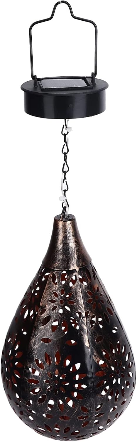 Zerodis Solar Porch Decorative Light Hanging Solar Light Hollow Iron Pattern Auto