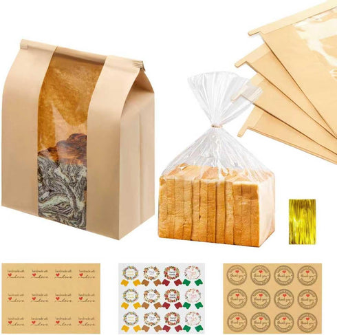 MOPKIUTR 50 Pack14 8.3 3.5 inch 50 Pack 18 8 4 Inch Packaging (100) x x Large Kraft Paper Bread Bags for Homemade Bread