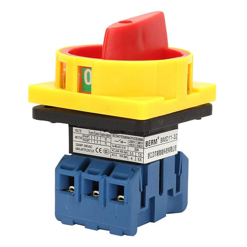Load Circuit Breaker Switch, 25A/32A 3-Pole Rotary Cam On-Off Power Switch for Industrial Use, 32A Circuit Breaker