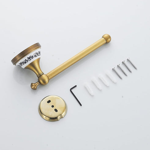 Antique Bronze Brass Toilet Paper Holder, Wall Mounted Bathroom Hardware Accessories with Porcelain Design