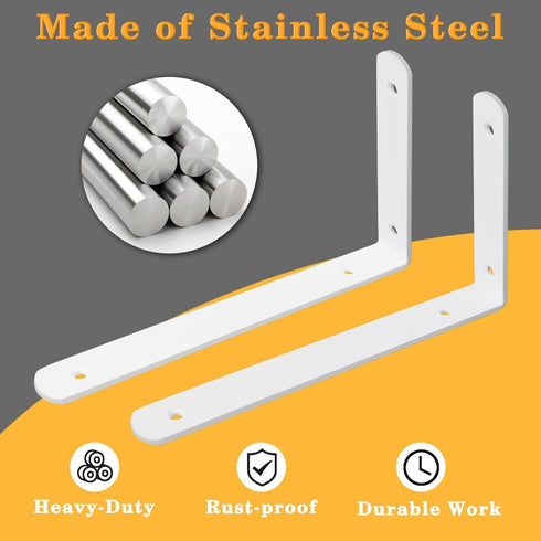 4Pcs,White Support,11.8x6.1x1.18 Inch Alise Floating Shelf Brackets Bracket for Shelves Heavy Duty L Wall Bracket
