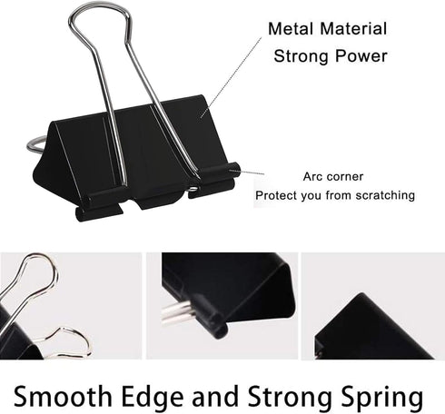 Binder Clips Paper Clamps Assorted Sizes 200 Count (Black), Jumbo, Large, Medium, Small, Mini and Micro,6 Sizes with Box for Office, School and Home by COLOGO