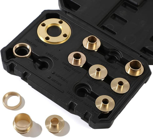 Wenzhon Set 11Pcs Router Template Guides - Brass Router Templates with Lock Nut Adapter, Machined Router Template