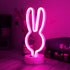 Easter Decorations Neon Signs, Creative Bunny Lights with Base - Battery/USB Operated Rabbit Stuff for Home, Nursery