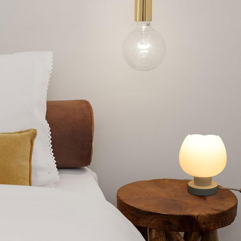 Toddmomy Portable Touch Sensor Table Lamp Adjustable Brightness Color Changing Bedside Night Light Glass and Wood