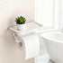 Self Adhesive Toilet Paper Holder with Shelf, No Drill Wall Mounted Bathroom Tissue Holder, Sticky TP Roll Holder