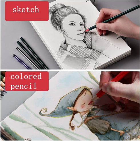 Refillable Loose Leaf Sketchbook, Spiral Sketchbook, Linen Hardcover, 120 Pages, 160GSM (L)