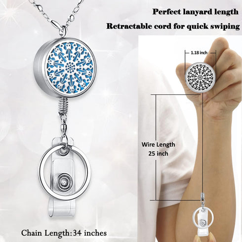 Retractable Lanyards for ID Badges, Teacher Lanyard, Nurse Badge Reels, Silver Chain Long Keychain