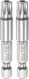 2pcs TT45 Star 7 Point Screwdriver Bit 1/4" Hex Shank 2" Length Magnetic Security Torx Power Tool