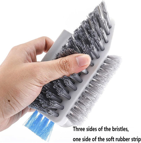 FEENM 4-in-1, Grout and Corner Scrubber Brush with Scraper Tool Stiff Bristles Crevice Floor Cleaner for Cleaning