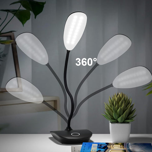 DEEPLITE Battery Operated Desk Lamp, LED Light with 3 Lighting Modes, Touch Control, Flexible Gooseneck for Reading.