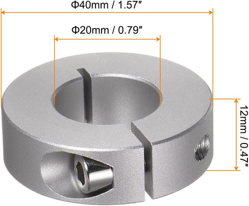 HARFINGTON 4pcs Shaft Collar, 20mm Bore Aluminum Alloy Set Screw Split Clamp-On Collars for Industry