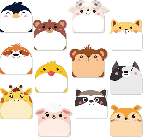 Yinder 24 Pads Cute Cartoon Sticky Notes, Kawaii Sticky Notes, Fun Sticky Note Pads, Self Stick Memo Pad for Office