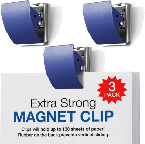Extra Strong Large Blue Magnetic Clips for Refrigerator and More, 3-Pack