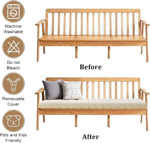 BLLMTEAR Bottom(2,45x80cm) Window Seat Cushions Indoor, Bay Window Cushion, Waterproof Anti-cat Scratch Bench Cushions