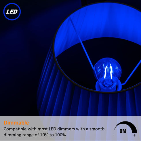 Bulb, 4 A19 Bulbs, 120 Dimmable, E26 2-Pack Maelsrlg Blue Light Watts, Colored LED Filament Clear Glass, Volts, Base
