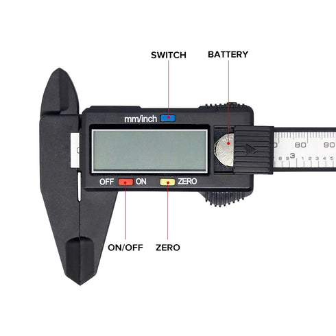 Electronic Digital Caliper, Plastic Vernier Measuring Tool with Extra Large LCD Screen, 0-6 Inch/150 mm