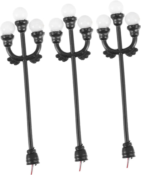 3 Pcs Street Light Model Mini Trains Landscape Lamp Model Outdoor Christmas