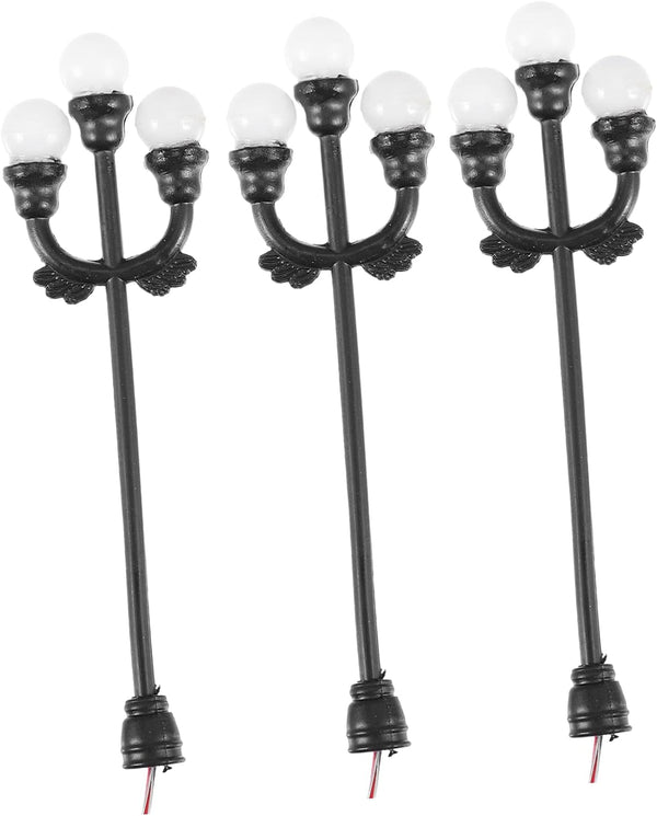 3 Pcs Street Light Model Mini Trains Landscape Lamp Model Outdoor Christmas