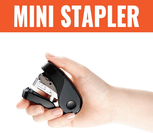 MAX MXBHD10FL3BK Flat Clinch Mini Stapler - 1 Each, Black, 2.6"x1.1"x3.3"