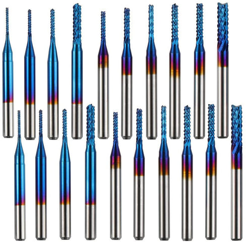 ASNOMY 20pcs End Mills CNC Spiral Router Bits, 1/8" Shank CNC Cutter