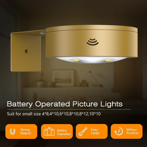 Xuolder 3Pack Control,Dimmable&Timer Picture Light Battery Operated Painting Lights for Wall Wireless Magnetic Display