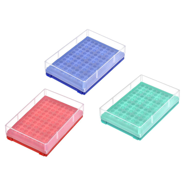 uxcell Centrifuge Tube Rack Storage Box, 96-Well Polypropylene Holder for 0.2ml Microcentrifuge Tubes, 3in1 Set