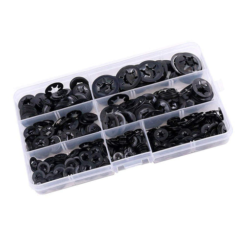 260pcs 7 Size Internal Tooth Starlock Washers Locking Washer Assortment Kit, Black Oxide Finish