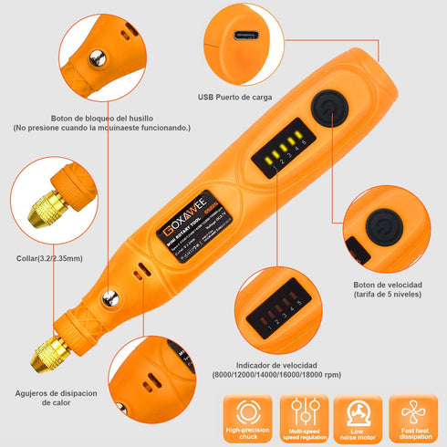 GOXAWEE Mini Cordless Rotary Tool Kit, 105pcs Accessories, USB Charging 5-Speed 18000rpm Tool for DIY Crafting