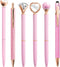 Pink Pens for Women, 6 Pcs Cute Ballpoint Pens Bulk, 1.0mm Medium Point Black Ink, Office School Supplies Gifts for