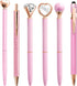 Pink Pens for Women, 6 Pcs Cute Ballpoint Pens Bulk, 1.0mm Medium Point Black Ink, Office School Supplies Gifts for