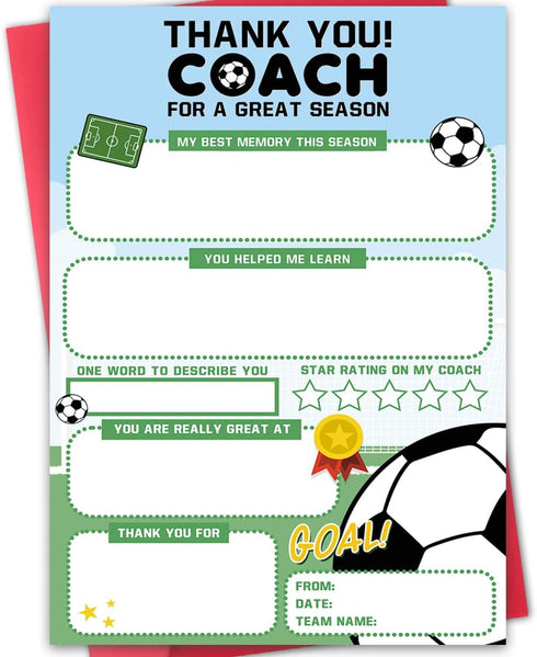 Hongshan Thank You Coach Card,Soccer Coaches Appreciation Gifts for Men Women,Soccer Team