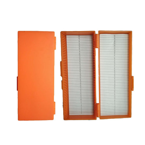 50-Place Microslide Slide Microscope Box Colors, Blue, Green, Orange, White (Pack of 4)