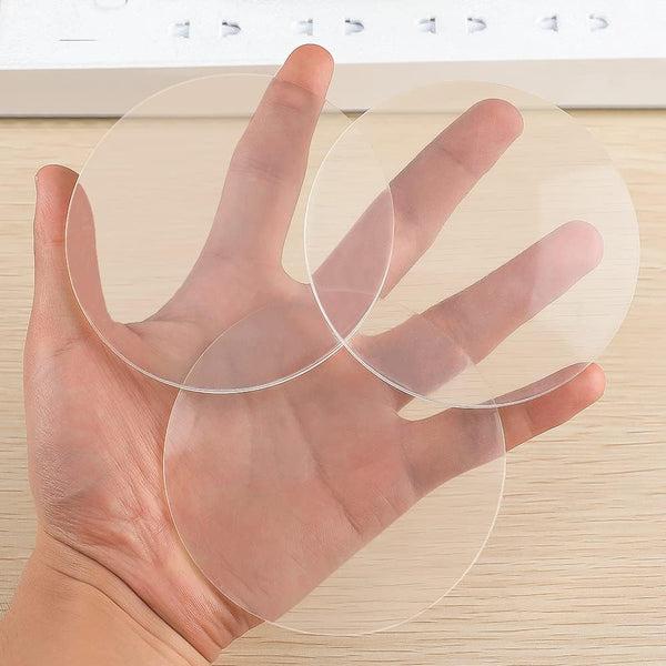 Transparent Door Stopper Wall Protector, 3 Pcs Large Round Door Knob Shield, 3.54 Inches Soft Rubber Bumper, Clear