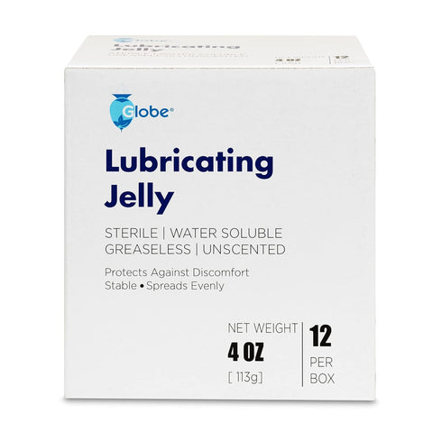 (12 Pack) 4 oz Globe Lubricating Jelly, Sterile, Water Soluble, Latex-Free, Unscented, Greaseless, for Medical Use