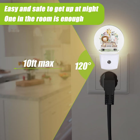 0.5W Safari Animals Night Light,Cute Lion Elephant and Giraffe Night Lights Plug into Wall for Kitchens Toilets Bedroom
