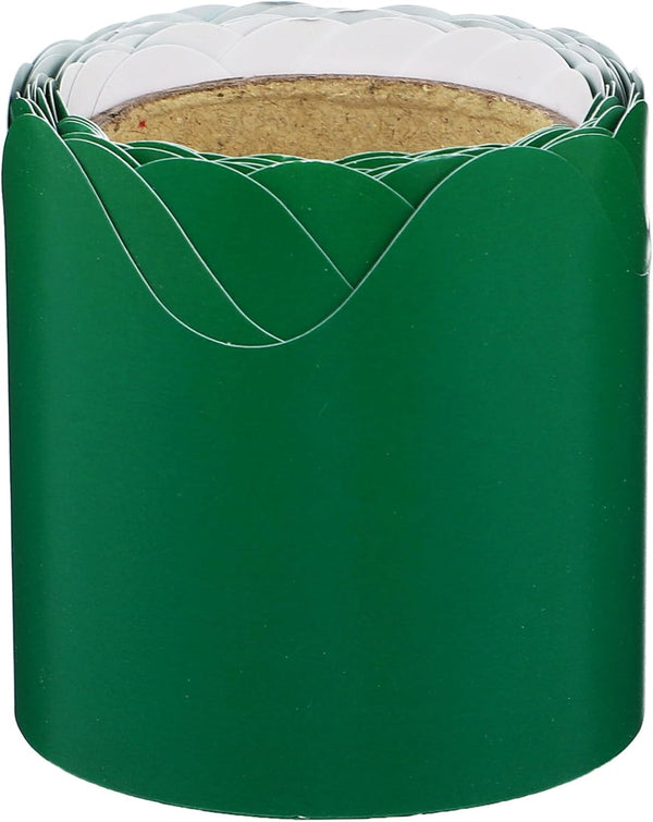 Chalkboard Border 16Ft Bulletin Board Borders, Green Scalloped Rolled Border Trim for Classroom Décor