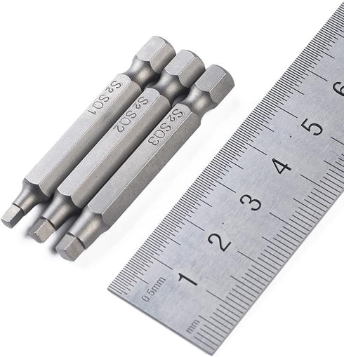 6Pcs 1/4 Inch Shank Long Magnetic Square Head Screwdriver Bits Set Power Tools SQ1 SQ2 SQ3 (50mm) by Fongmore
