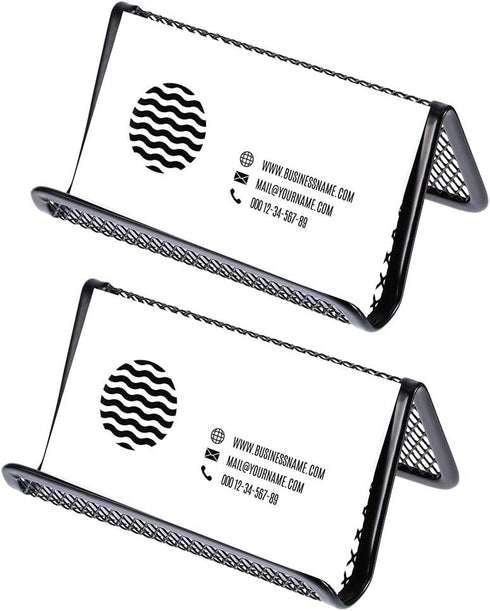 Black Metal Mesh Business Card Holder, Desk Organizer for Office Name Cards (Black, 6 Pack)